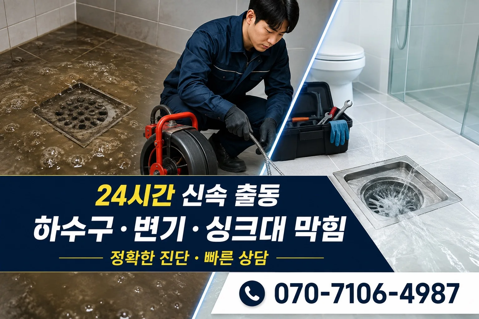늘해배관 욕실 배수 전후 점검 서비스 안내